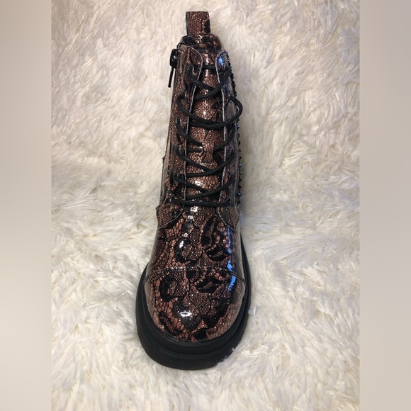 Steve Madden Brown and Black Studded Combat Boots - Picture 3 of 16